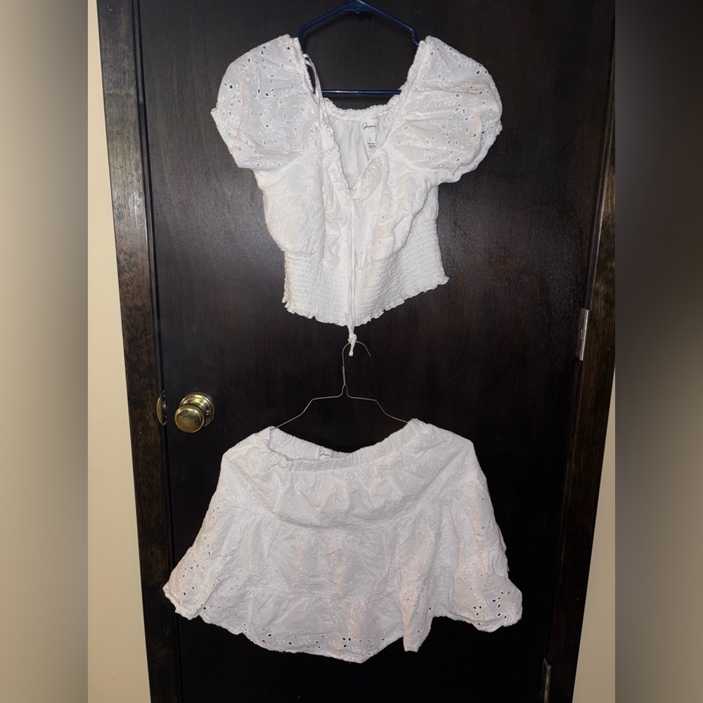 White Eyelet Skirt Set